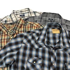3XL Bundle Wrangler George and Faded Glory Plaid Casual Shirts 3XL LOT of 4